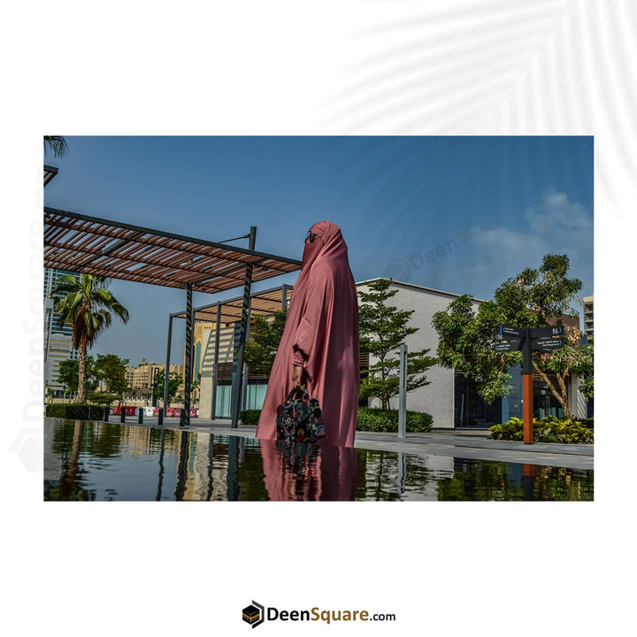 3 Piece Jilbab (Elasticated Sleeves) - Khimar with Skirt and Niqab (Multiple Color Options)