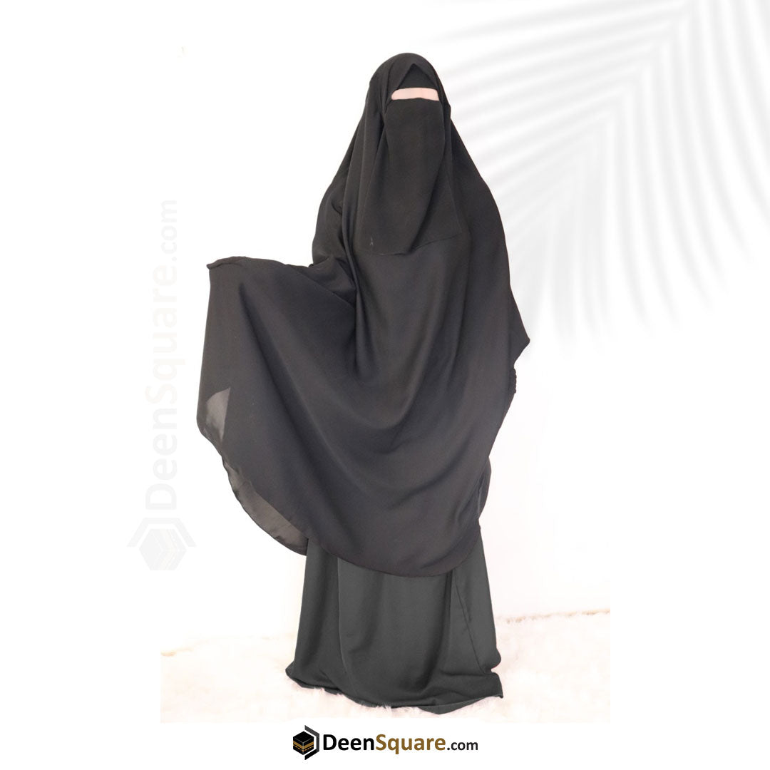 3 Piece Jilbab (Band Sleeves) - Khimar with Skirt and Niqab
