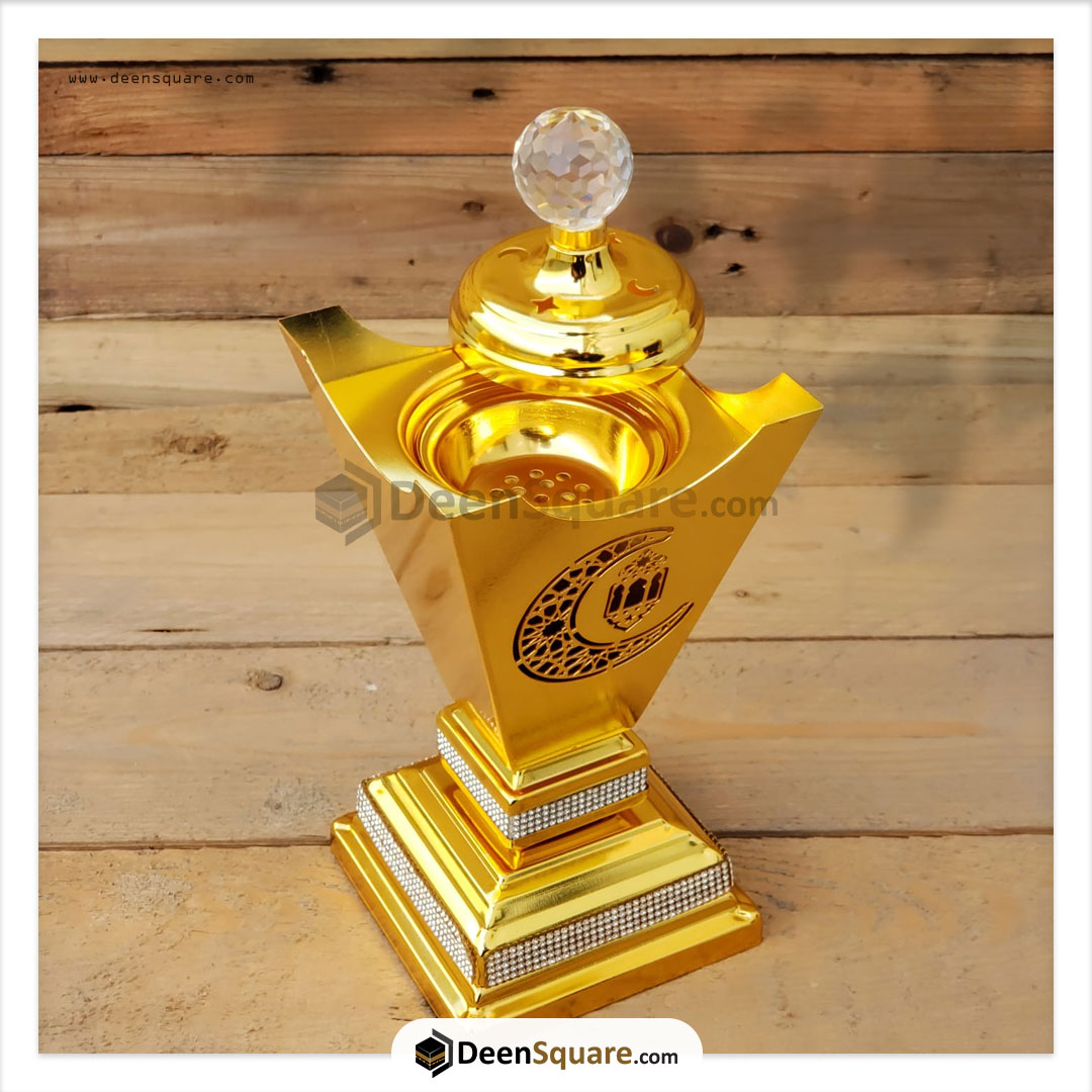 Golden Arabia Ramadan Theme Metal Bakhoor Burner - YMK503