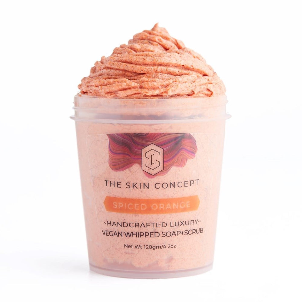 Handmade Vegan Whipped Soap + Scrub - Spiced Orange- The Skin Concept