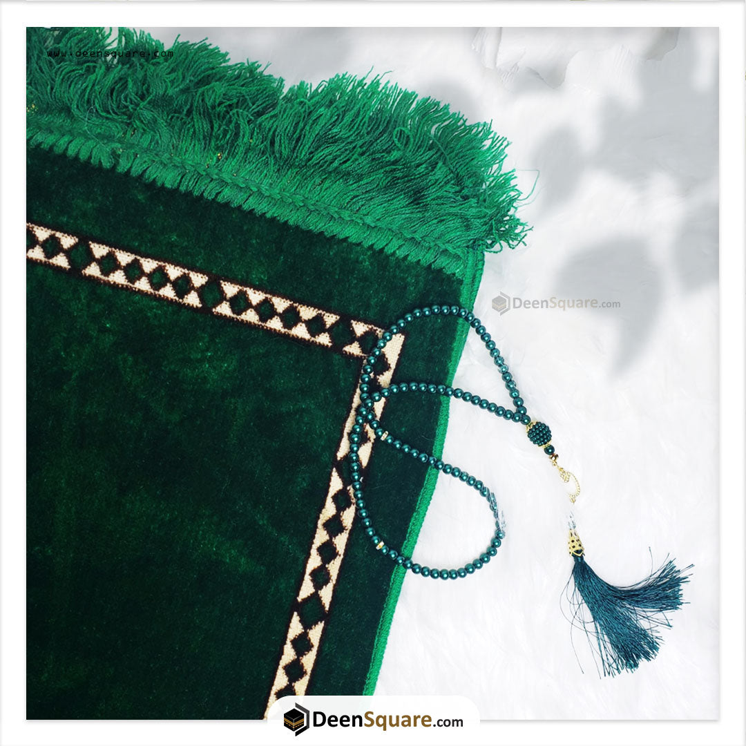 Plain Prayer Mat with Border in a Gift Box - Green