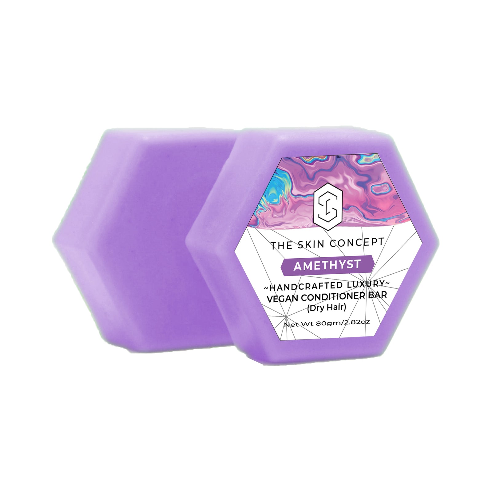 HANDMADE VEGAN DRY HAIR SOLID CONDITIONER BAR - AMETHYST- The Skin Concept