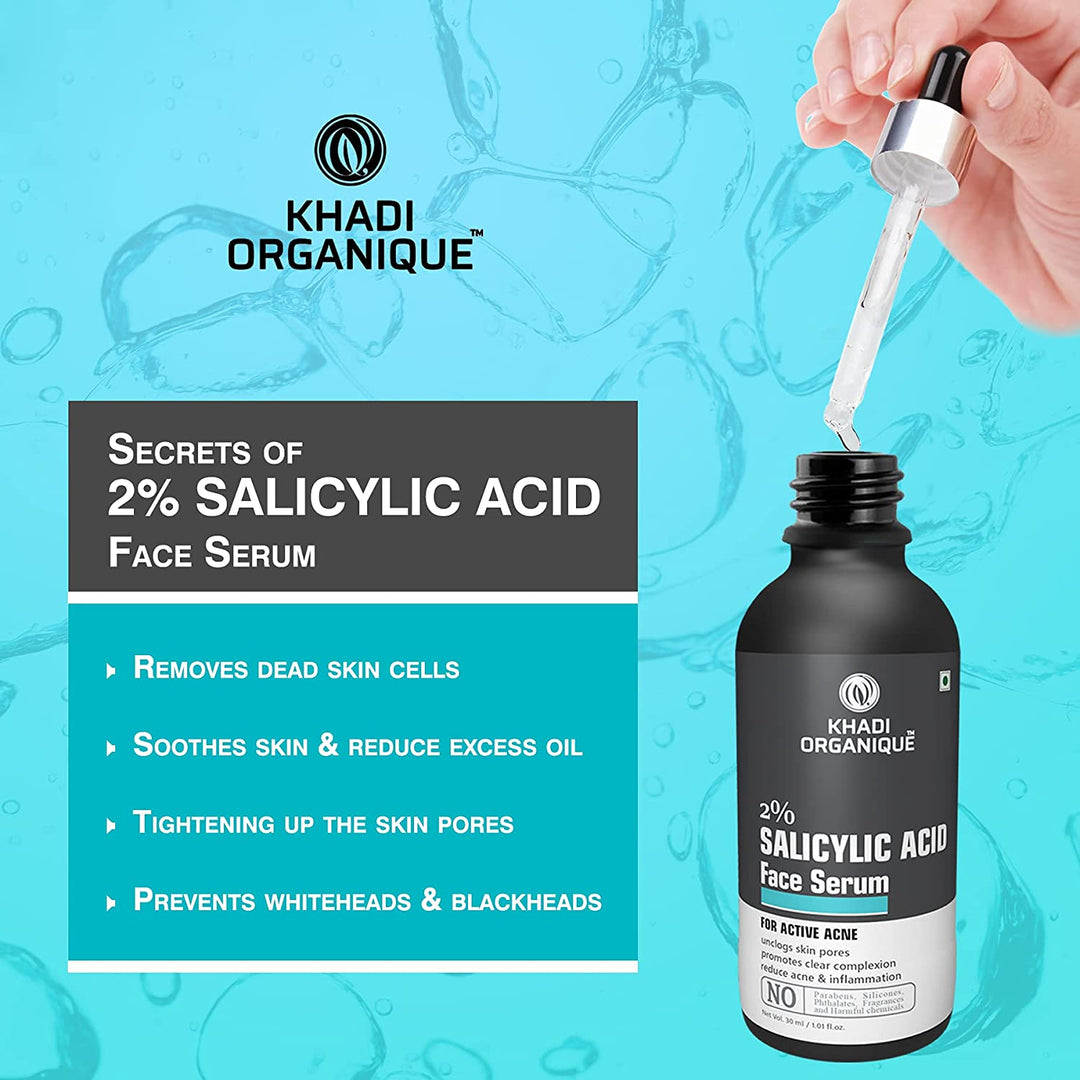 Salicylic Acid 2% + Hyaluronic Acid 1% Clarifying Face Serum - Khadi Organique