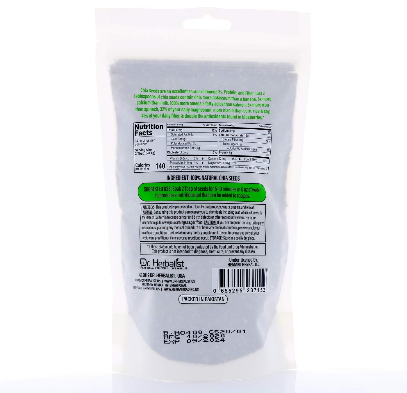 Superfood - Chia Seeds - 400gm - DR. HERBALIST