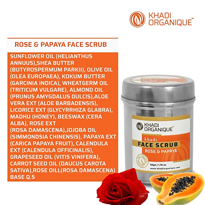 Rose & Papaya Face Scrub - Khadi Organique