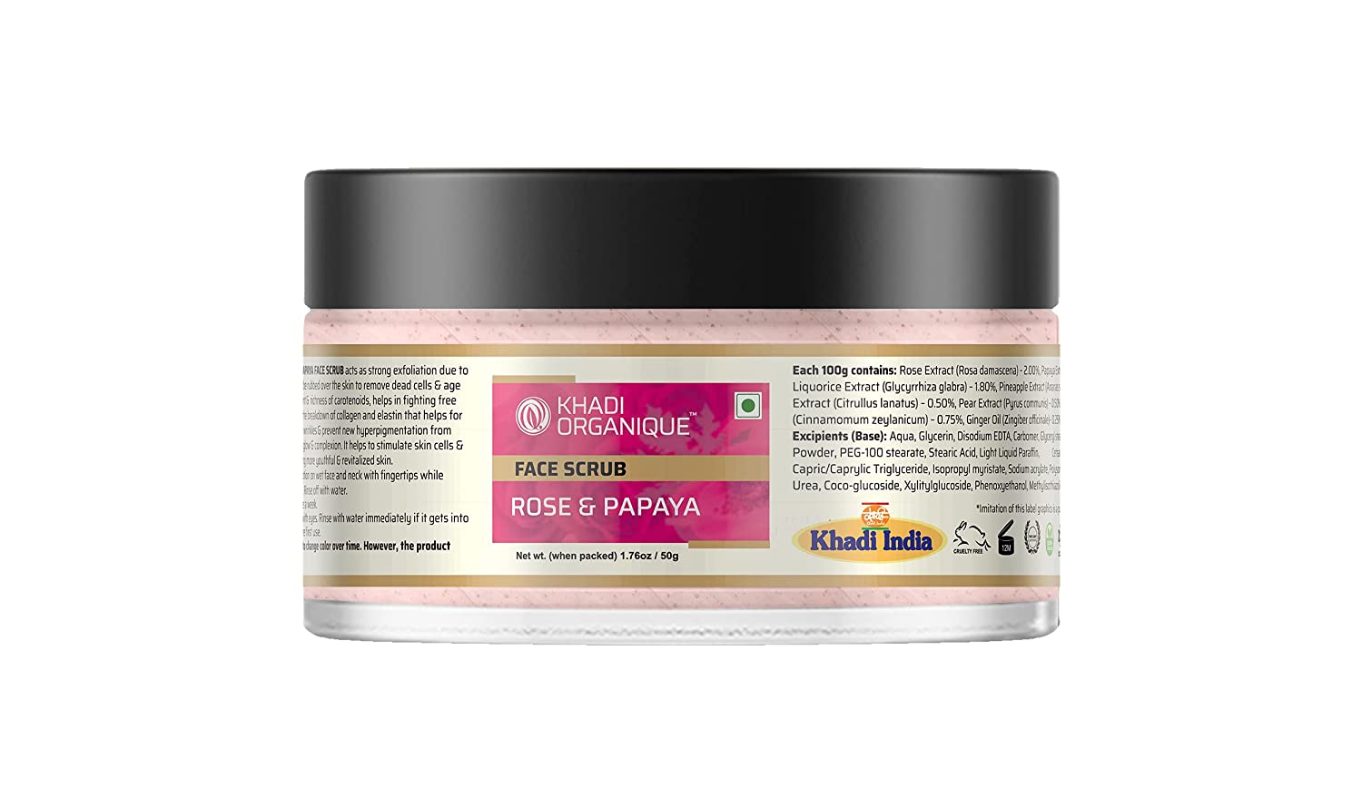 Rose & Papaya Face Scrub - Khadi Organique