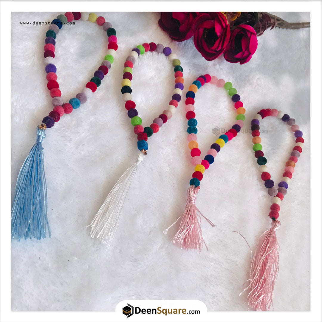 Velvet Bead Tasbeeh for kids - تسبيح مخملي للاطفال