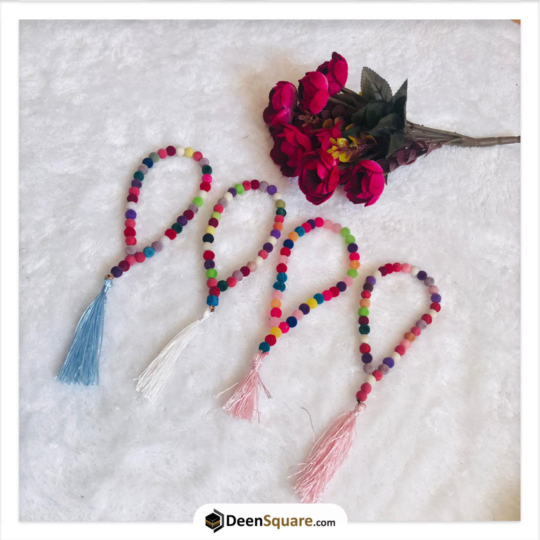 Velvet Bead Tasbeeh for kids - تسبيح مخملي للاطفال