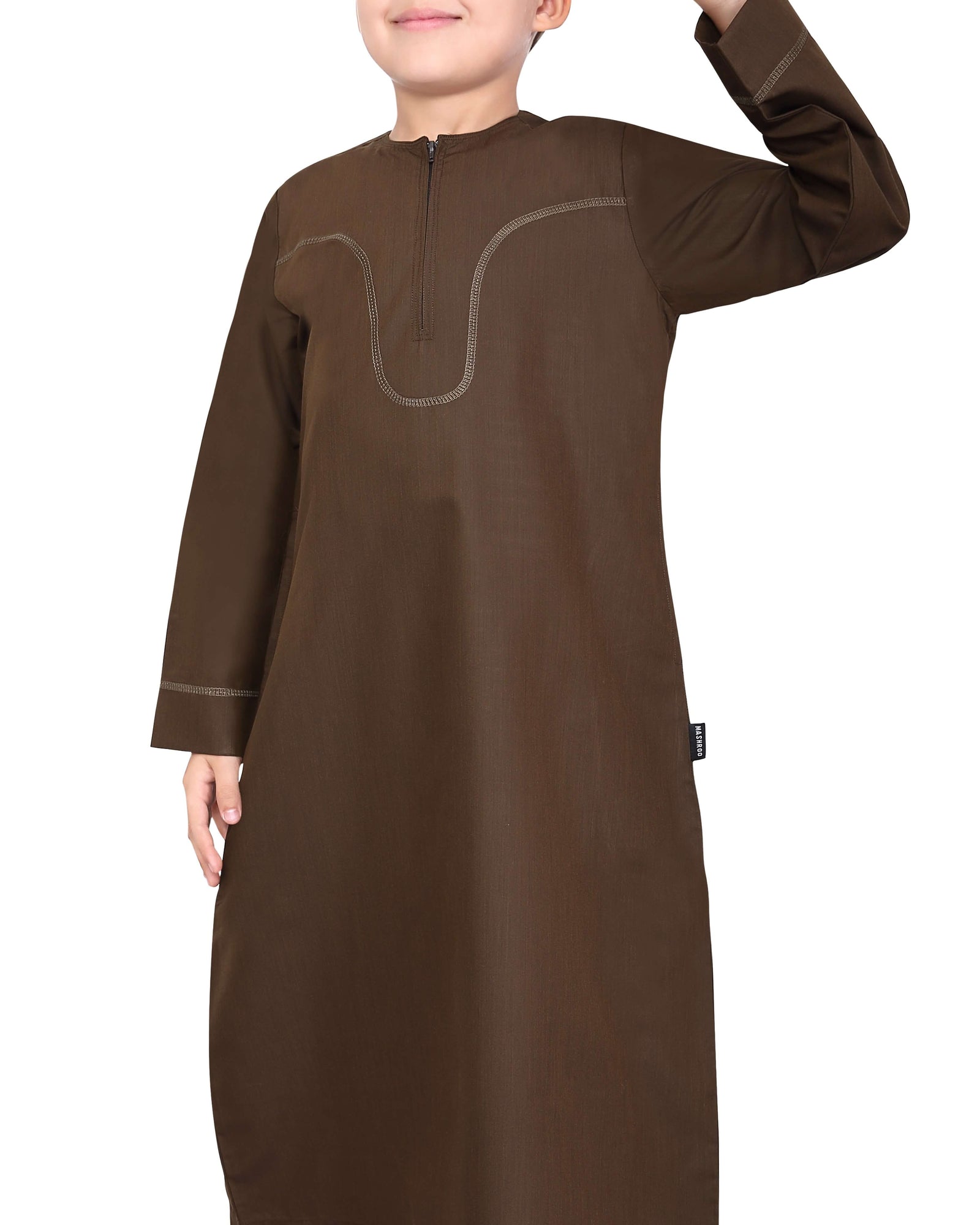 Mashroo Aplos Omani Kandoora for Kids & Boys - Brown