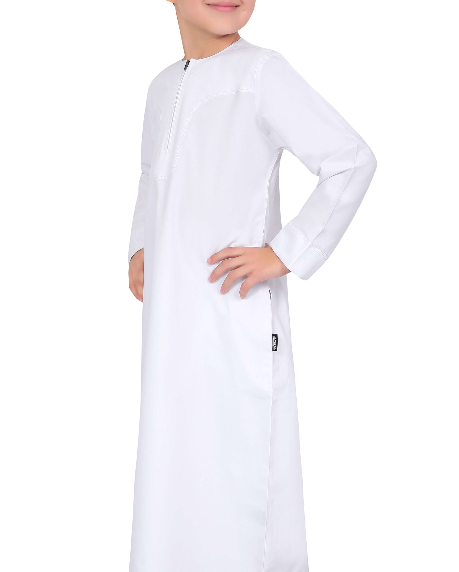 Mashroo Aplos Omani Kandoora for Kids & Boys - White