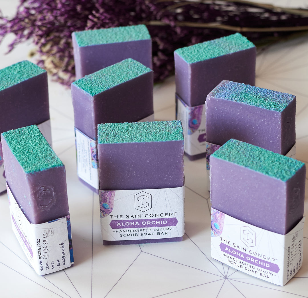 Handmade  Artisanal Scrub Soap Bar - Aloha Orchid - The Skin Concept