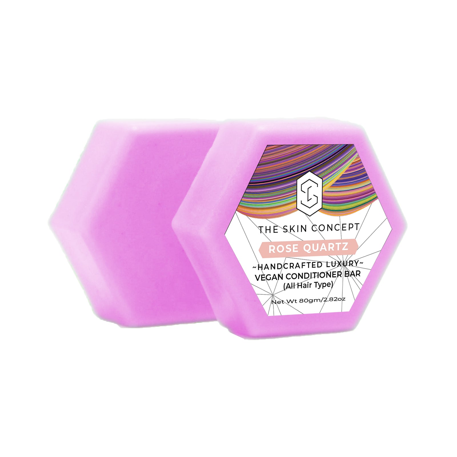 HANDMADE VEGAN SOLID CONDITIONER BAR - ROSE QUARTZ- The Skin Concept