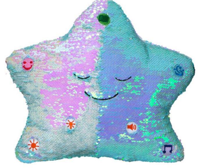 Flippable Sequins My Dua Pillow – Light Blue & Pearl - DeenSquare.com
