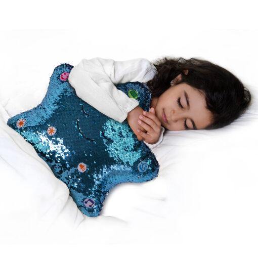 Flippable Sequins My Dua Pillow – Light Blue & Pearl - DeenSquare.com
