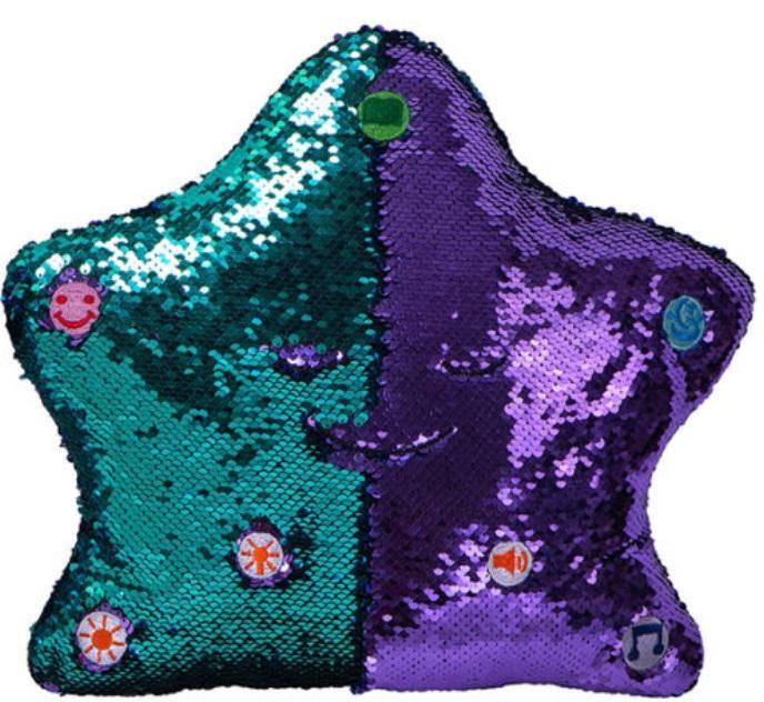 Flippable Sequins My Dua’ Pillow – Purple & Turquoise - DeenSquare.com