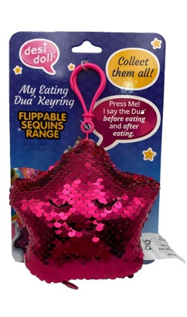 Flippable Sequins My Eating Dua Keyring - DeenSquare.com