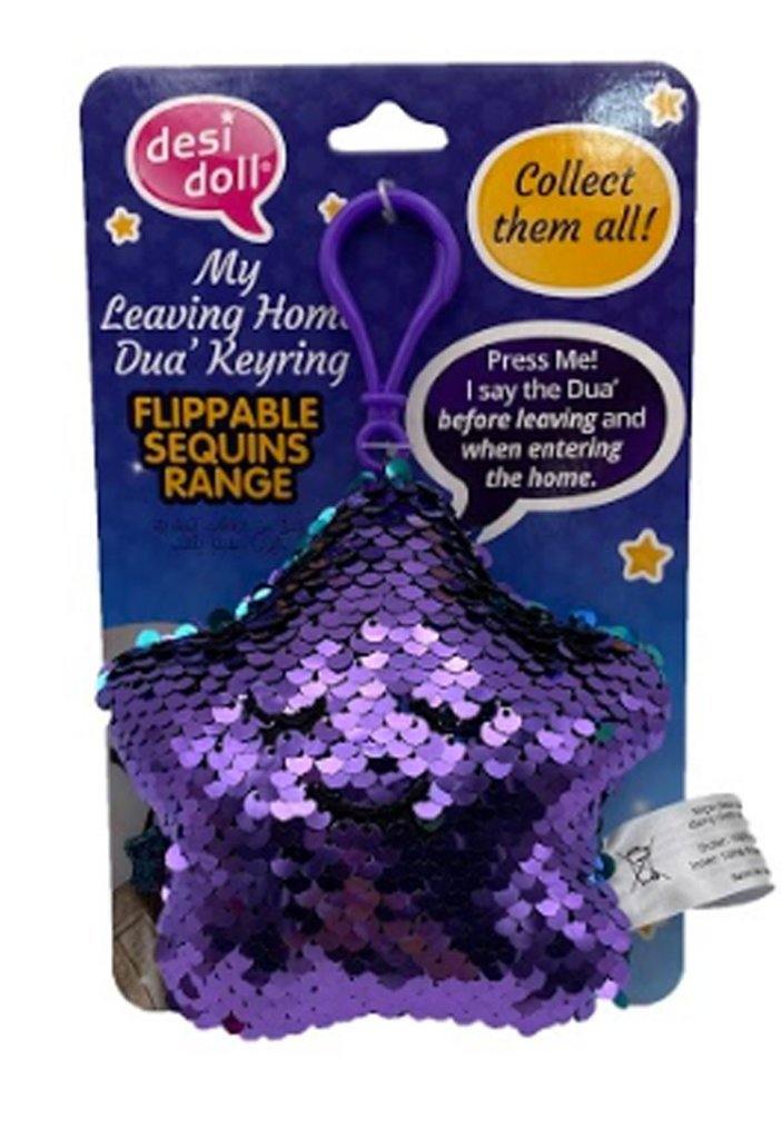 Flippable Sequins My Leaving Home Dua Keyring - DeenSquare.com