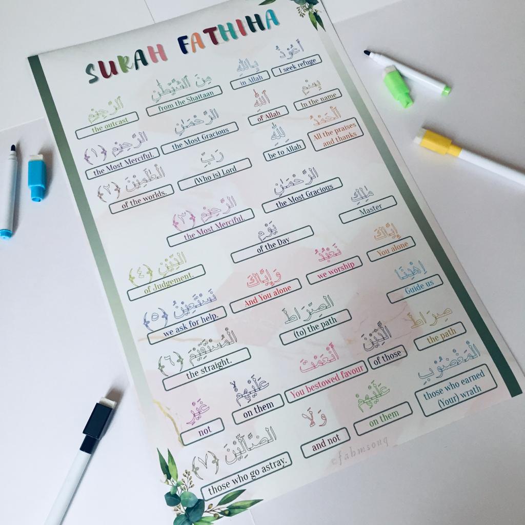 SURAH FATHIHA WORD FOR WORD - Magnetic | سورة الفاتحة مع ترجمة الانكليزية - مغناطيسي