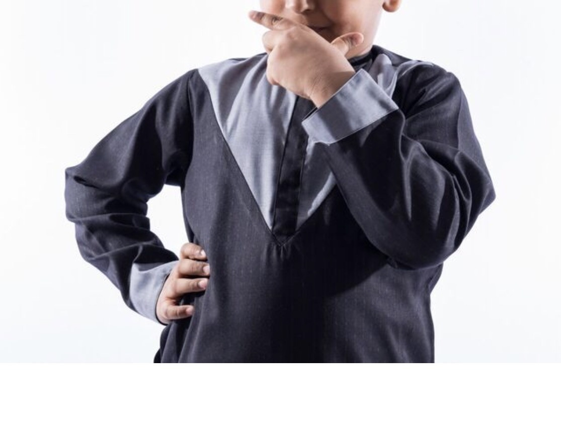 Mashroo V-Lining Grey Kandoora for Kids & Boys