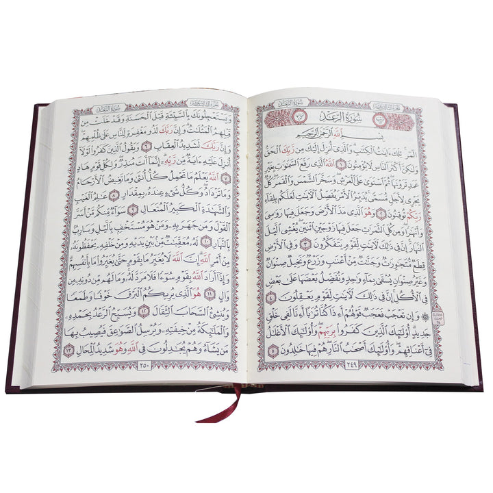 Qur'an Uthmani Script (14x20cm) - المصحف بالرســــــم العثماني غلاف لونين شاموا احمر