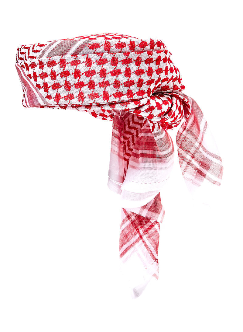 Stitched Ghatra Cap for Kids Red/White