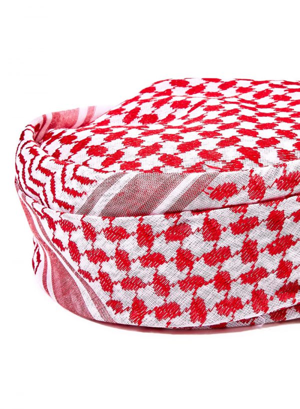 Stitched Ghatra Cap for Kids Red/White