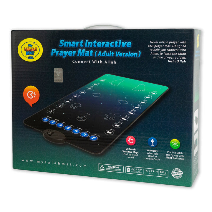 My Salah Mat Adult & Revert Muslim Educational Interactive Prayer Mat - Black Color