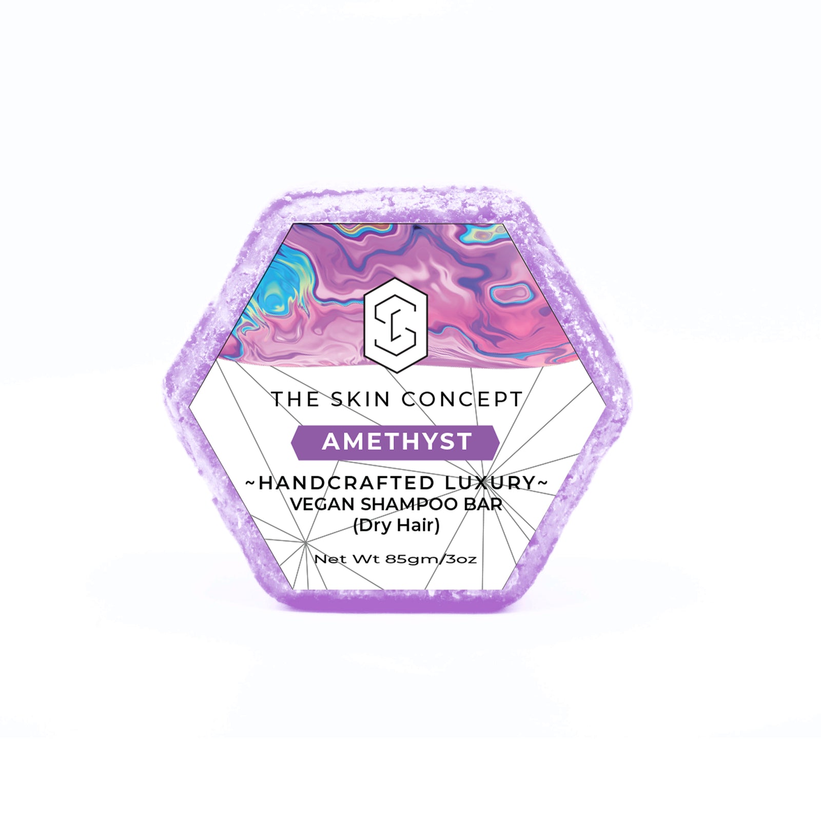 HANDMADE VEGAN DRY HAIR SOLID SHAMPOO BAR - AMETHYST- The Skin Concept