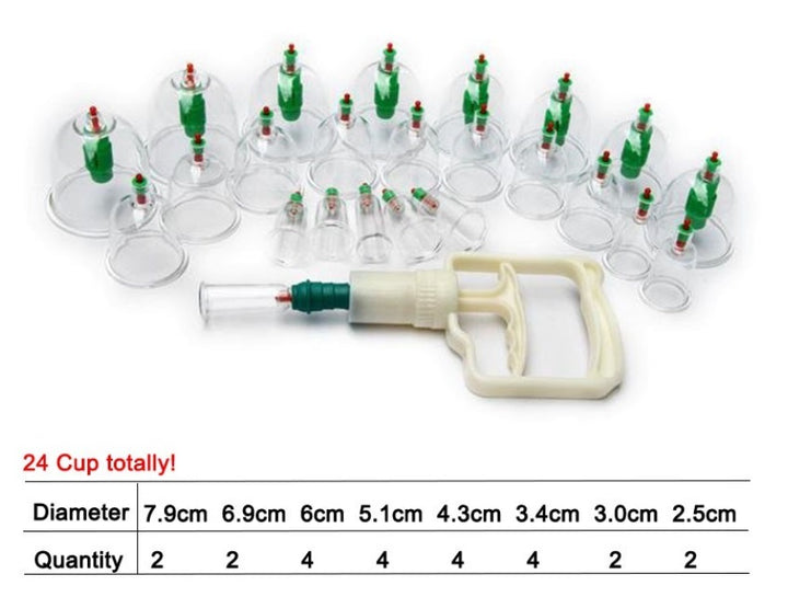 Hijama Cupping Kit - مجموعة معدات العلاج بالحجامة من كانجزو بمقبض ضخ