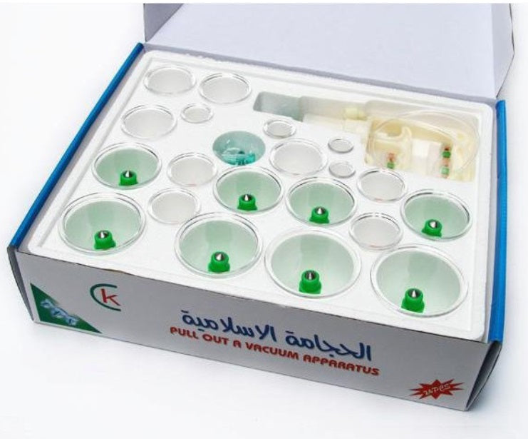 Hijama Cupping Kit - مجموعة معدات العلاج بالحجامة من كانجزو بمقبض ضخ