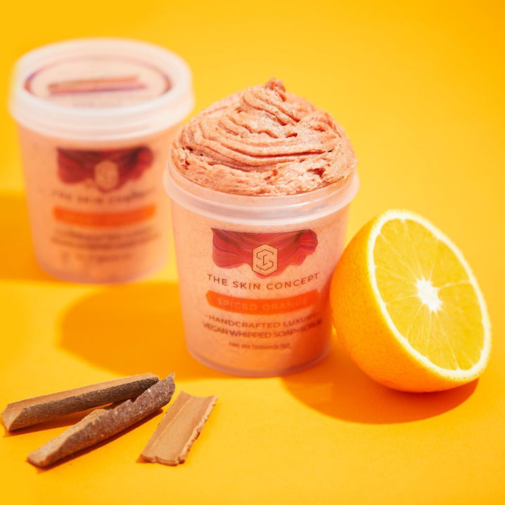 Handmade Vegan Whipped Soap + Scrub - Spiced Orange- The Skin Concept
