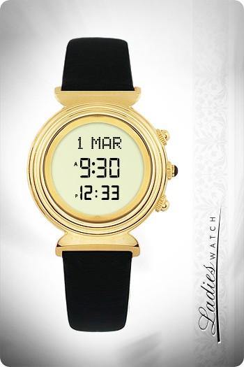Al Fajr Ladies Round Leather Watch: Model WF-14L