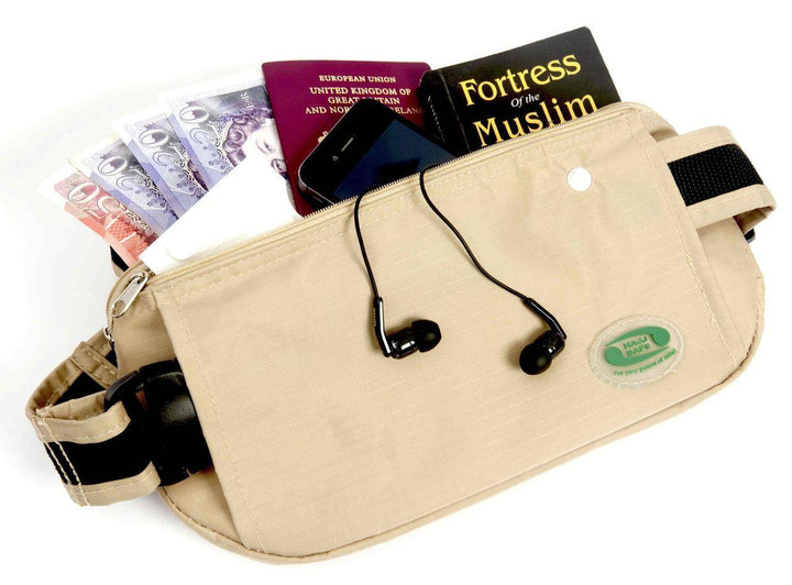 Hajj Safe Anti-Theft Waist Bag and Ihram Belt - Beige Color