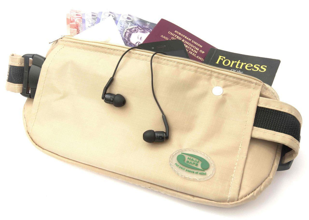 Hajj Safe Anti-Theft Waist Bag and Ihram Belt - Beige Color