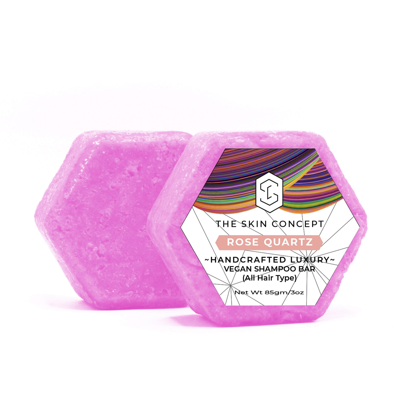 HANDMADE VEGAN SOLID SHAMPOO BAR - ROSE QUARTZ- The Skin Concept