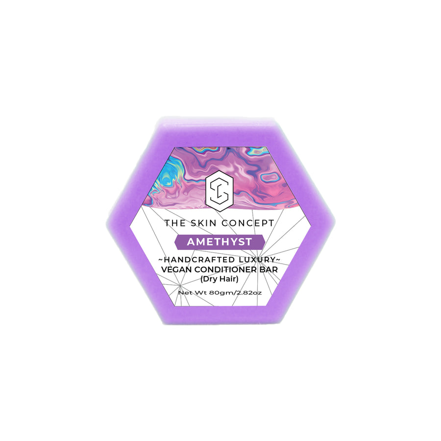 HANDMADE VEGAN DRY HAIR SOLID CONDITIONER BAR - AMETHYST- The Skin Concept