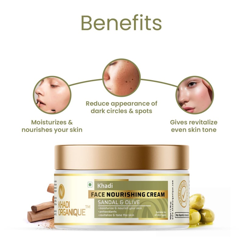 Sandal & Olive face Nourishing Cream (with sheabutter) - Khadi Organique