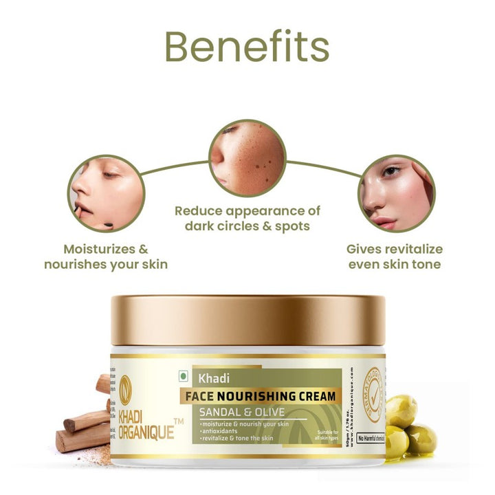 Sandal & Olive face Nourishing Cream (with sheabutter) - Khadi Organique