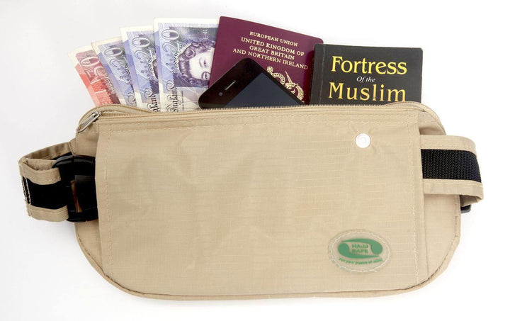 Hajj Safe Anti-Theft Waist Bag and Ihram Belt - Beige Color