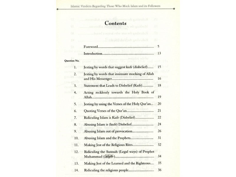 Islamic Verdicts Regarding Those Who Mock Islam and its Followers