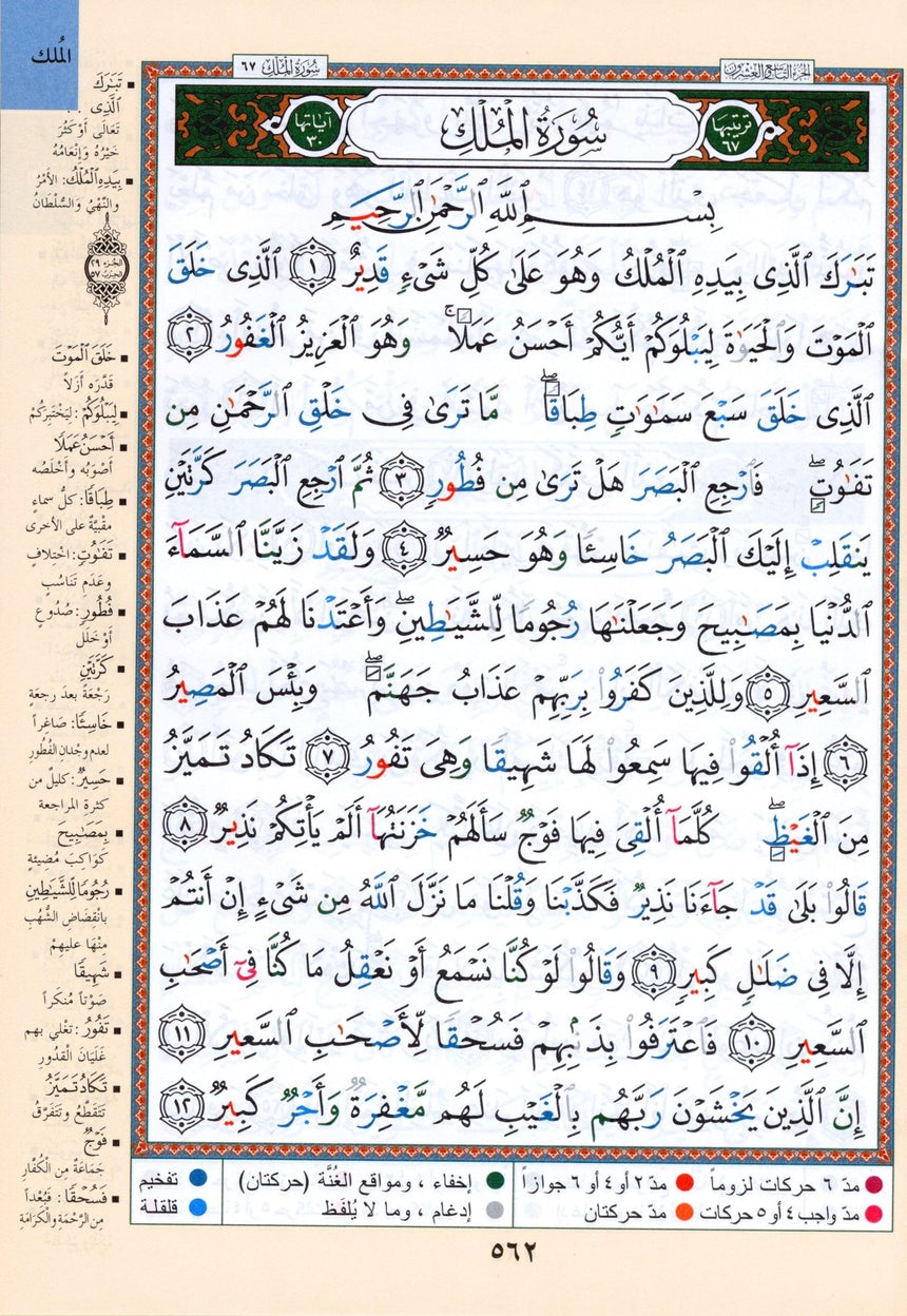 Juz Tabarak (Part 29) with Tajweed XL Size (Uthmani Script) - 25 x 35 cm (25 x جزء تبارك من مصحف التجويد قياس 35)