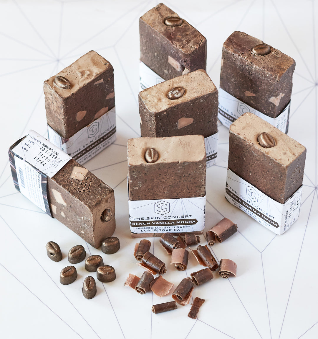 Handmade  Premium Coffee Scrub Soap Bar - French Vanilla Mocha- The Skin Concept