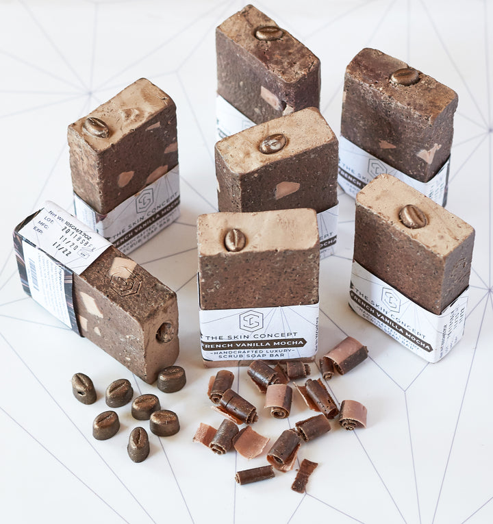 Handmade  Premium Coffee Scrub Soap Bar - French Vanilla Mocha- The Skin Concept