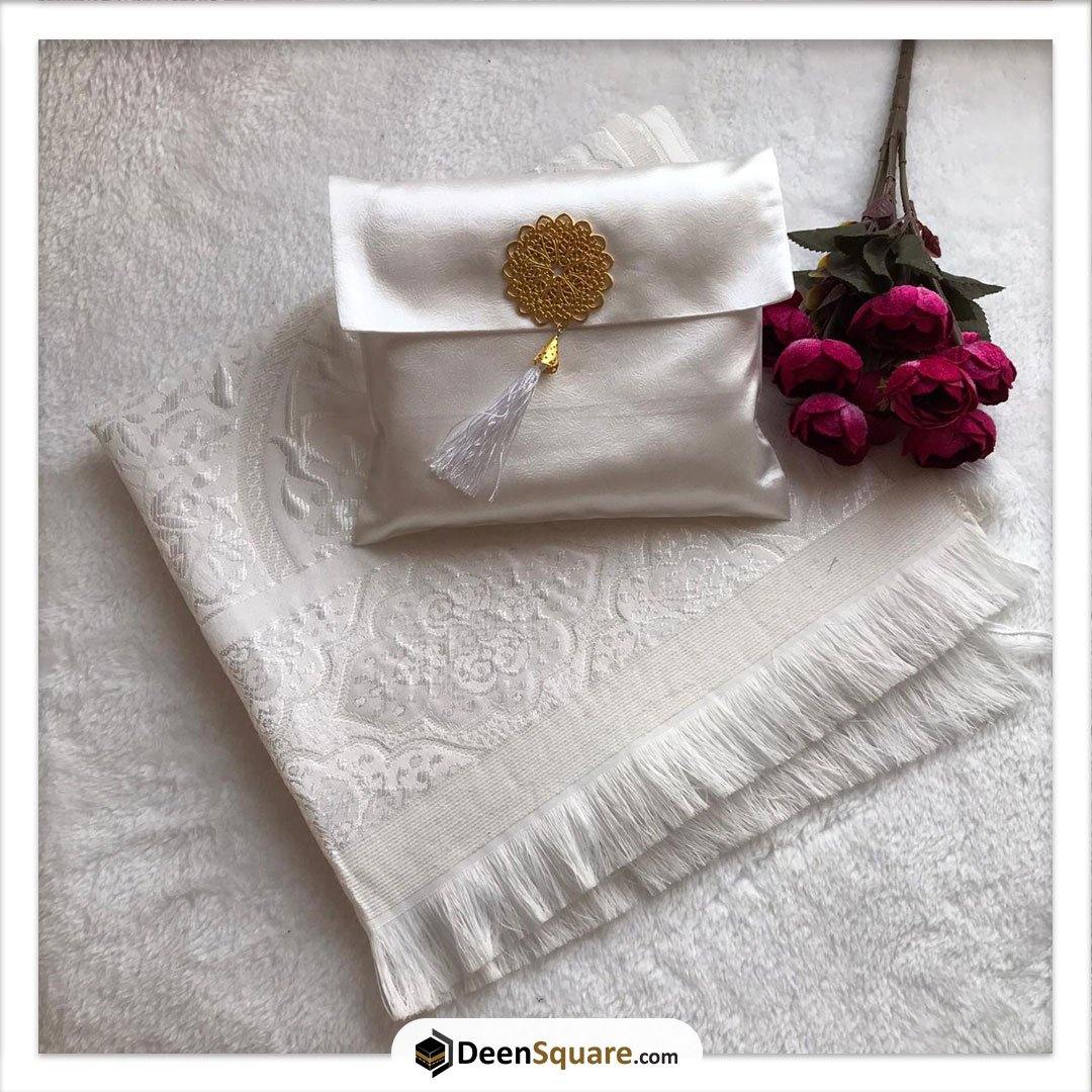 Prayer Rug with Pouch - White - DeenSquare.com