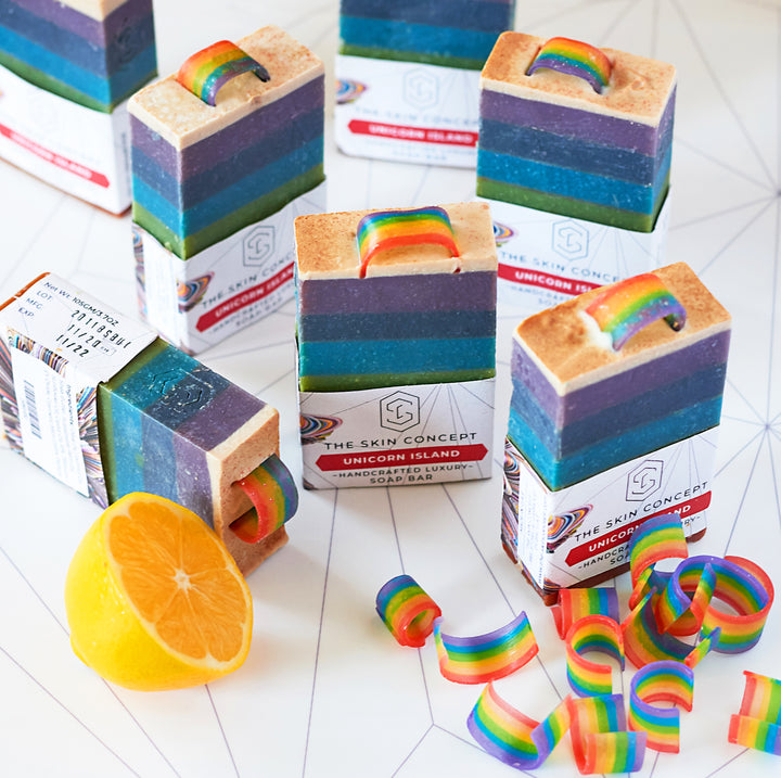 Handmade Designer Rainbow Soap Bar - Unicorn-Island- The Skin Concept