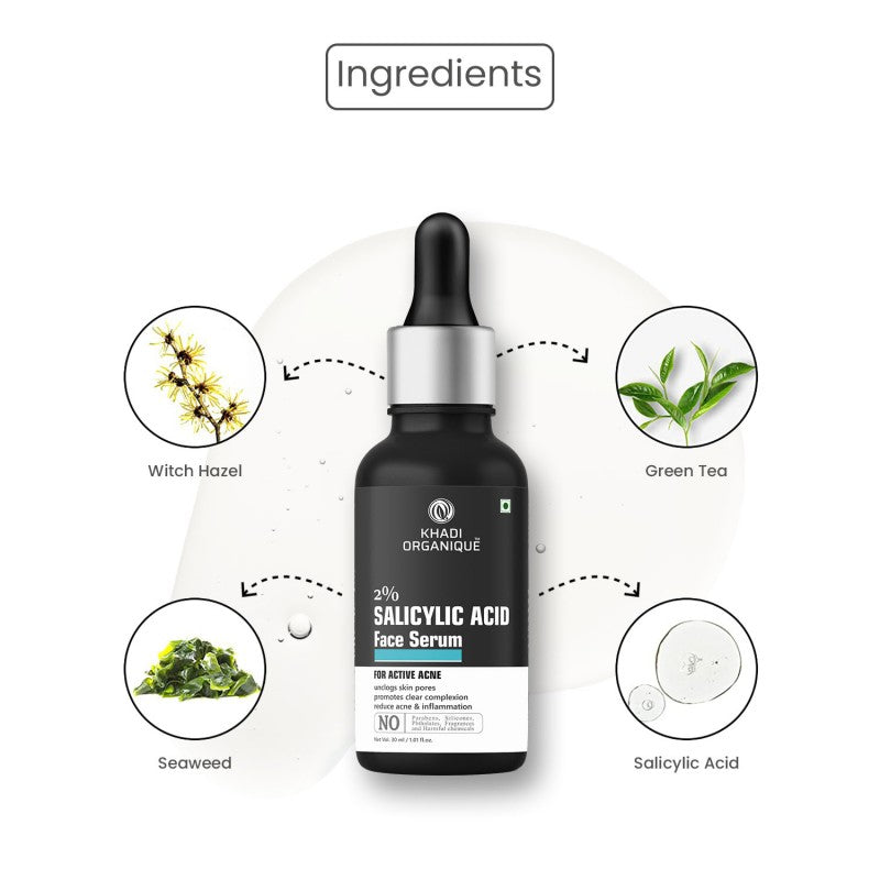 Salicylic Acid 2% + Hyaluronic Acid 1% Clarifying Face Serum - Khadi Organique