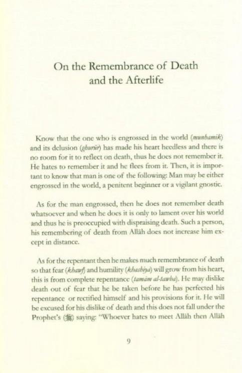 The Remembrance Of Death And The Afterlife