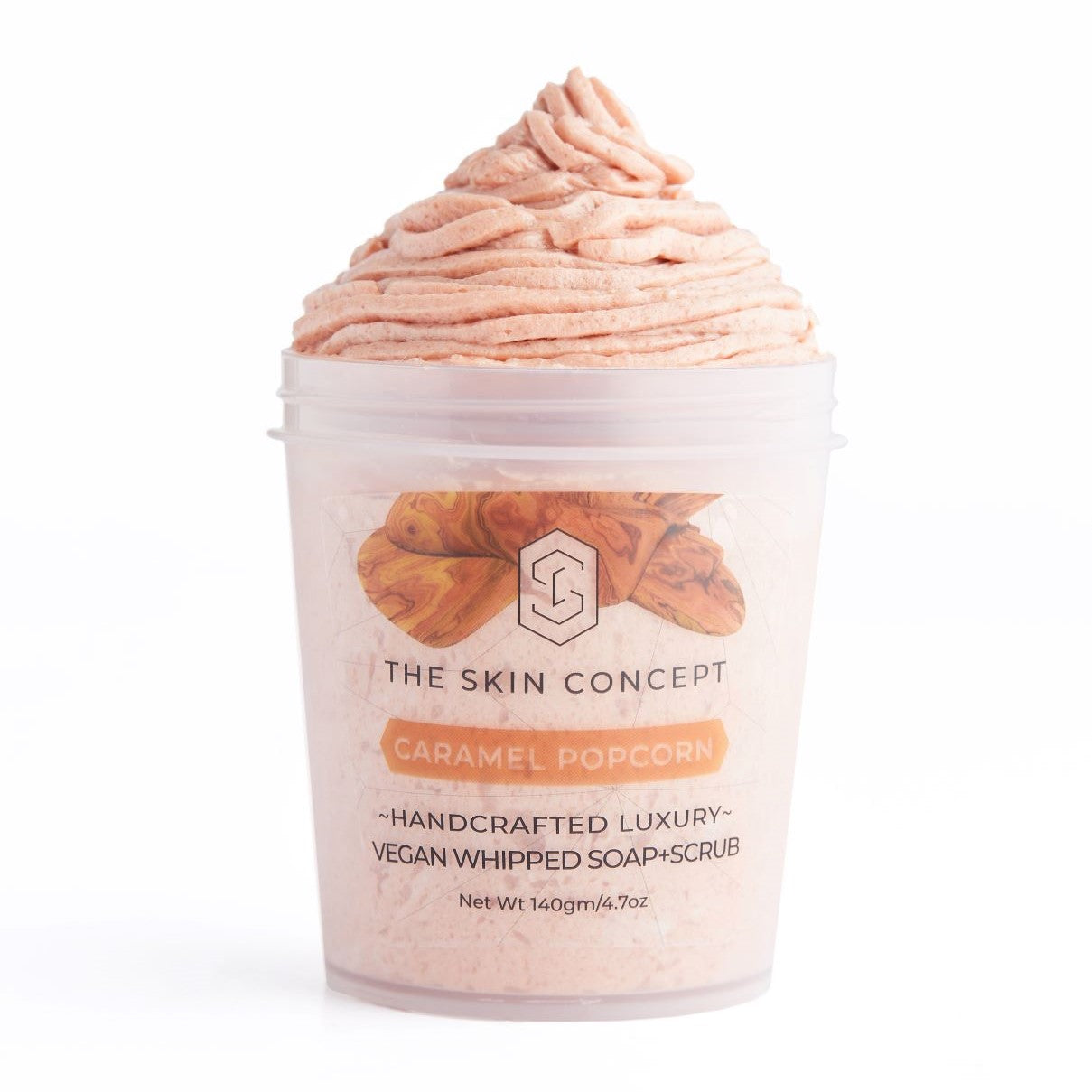 Handmade Vegan Whipped Soap+Scrub - Caramel Popcorn- The Skin Concept