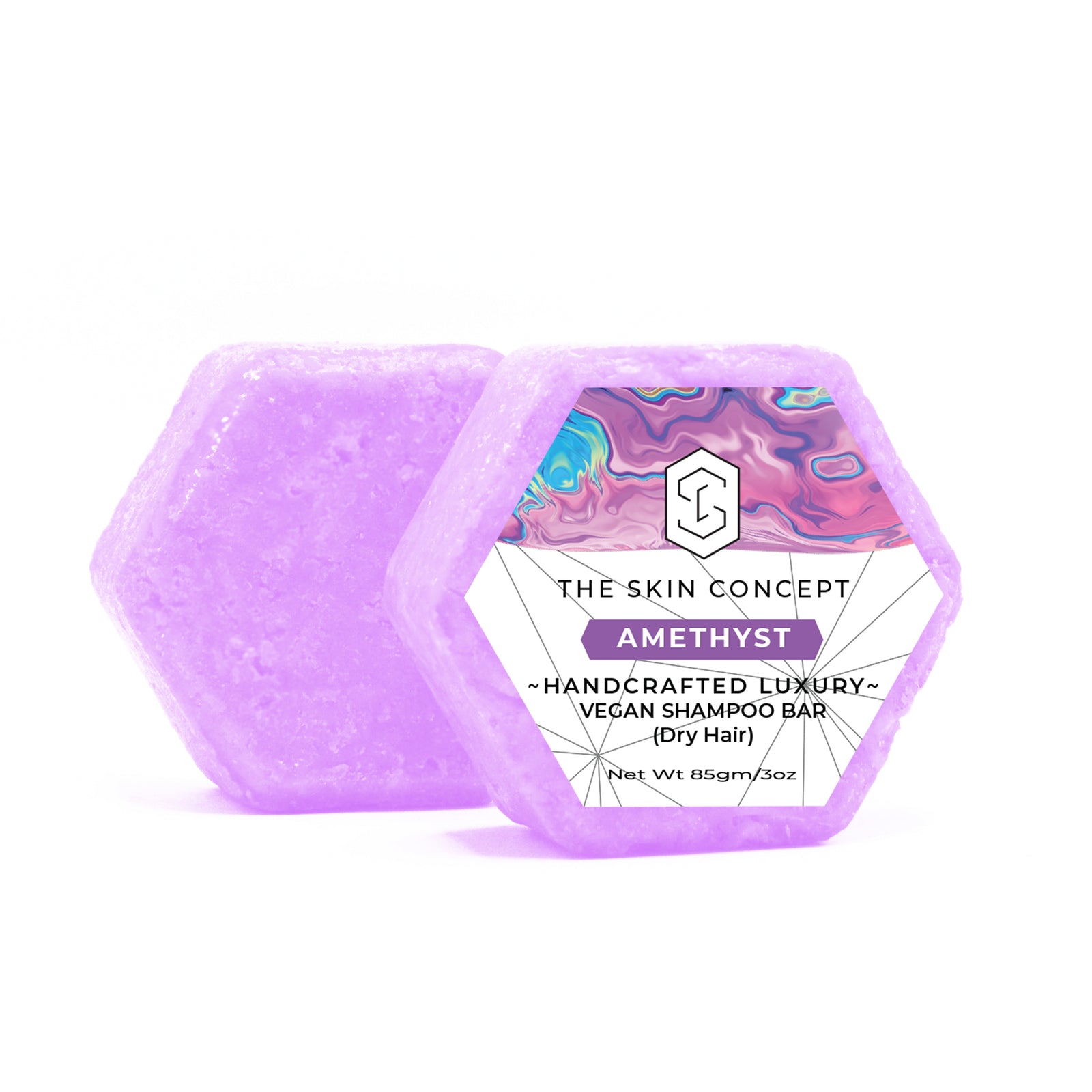 HANDMADE VEGAN DRY HAIR SOLID SHAMPOO BAR - AMETHYST- The Skin Concept