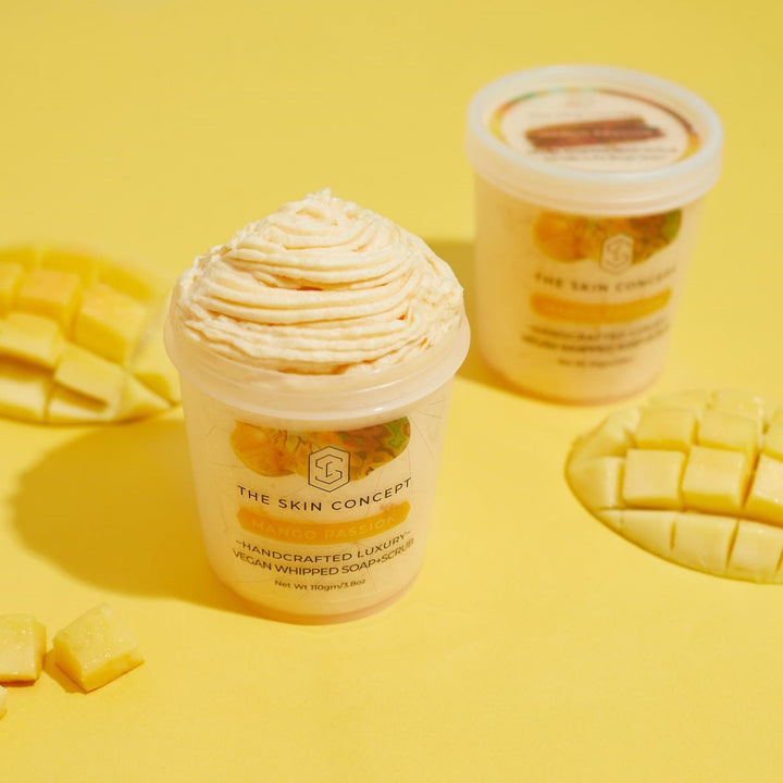Handmade Vegan Whipped Soap+Scrub - Mango Passion - The Skin Concept